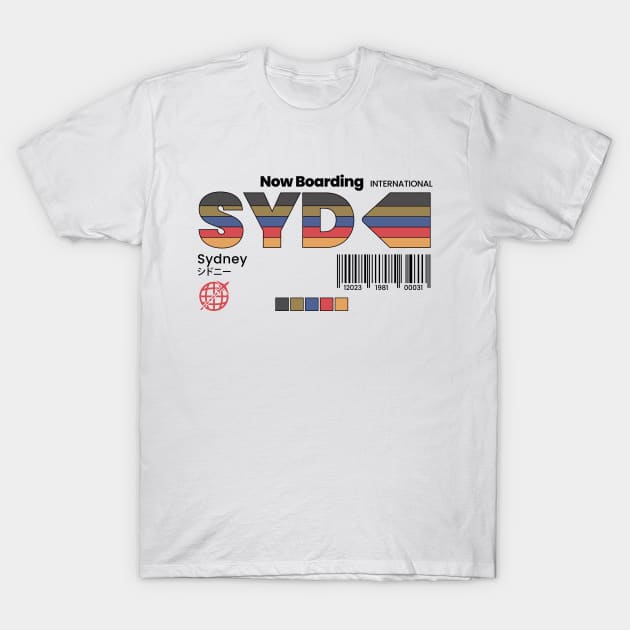 Vintage Sydney SYD Airport Australia Retro Travel T-Shirt by Now Boarding